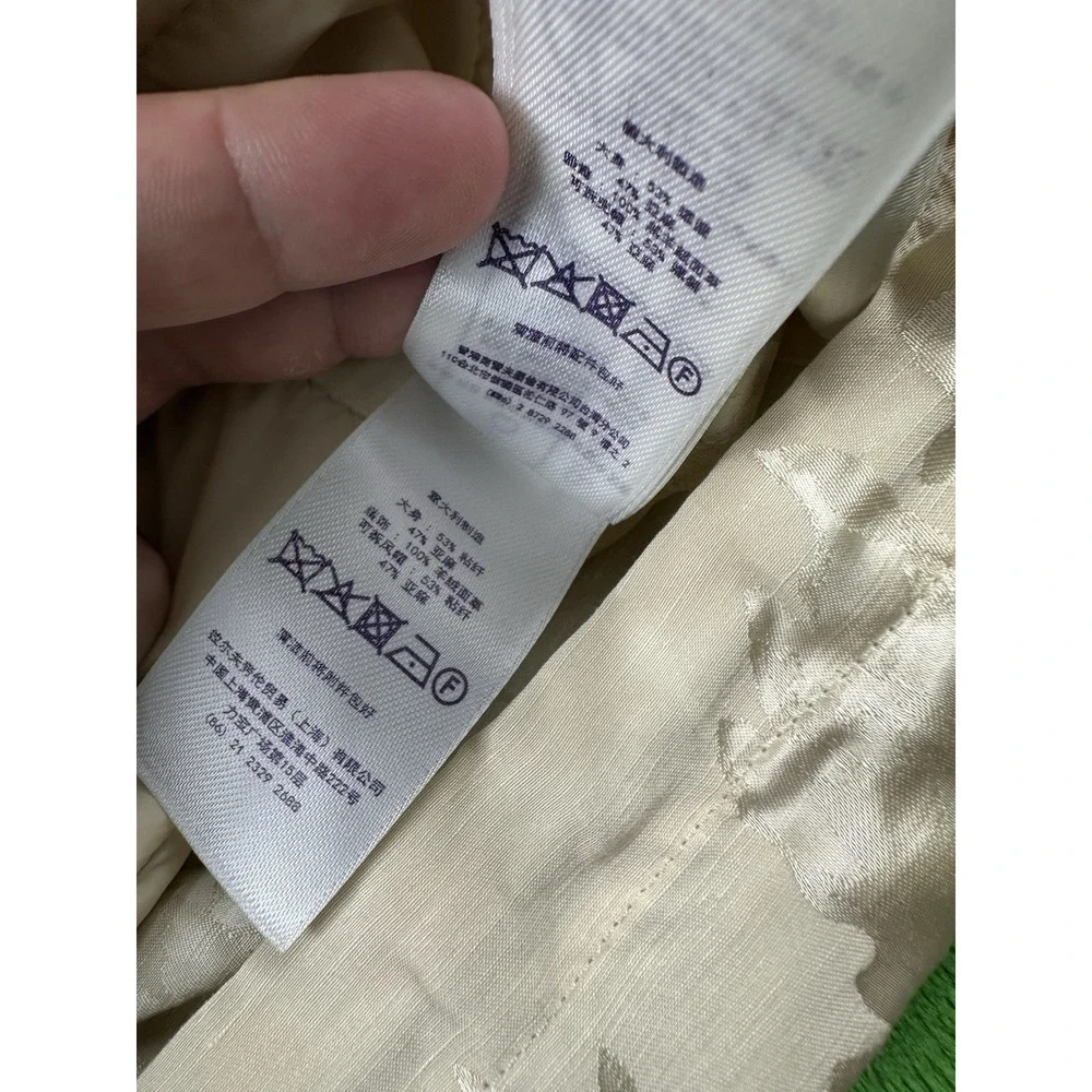 Ralph Lauren Purple Label Ivory Linen Blend Floral Hooded Padded Jacket SZ 4 NWT - Picture 13 of 14